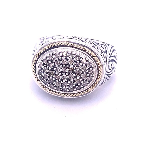 Silver and diamond ring